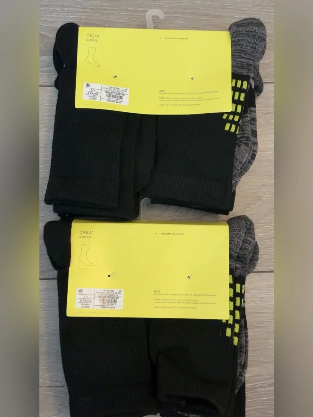 All In Motion Boys Size Large Crew Socks Sz 3-7-Lot Of 2 Packs- 12 Pairs- New!